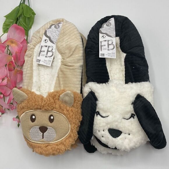 Women's Fuzzy Babba Slipper Socks Faux Fur 2-Pack Shoe Size 7-9.5 - Picture 1 of 9